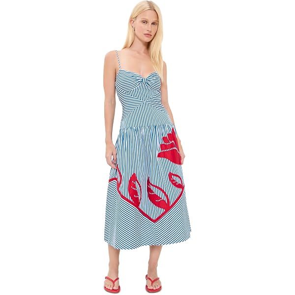 farm rio bicolor stripes organic cotton midi dress NWT FARM Rio Bicolor Stripes Dress