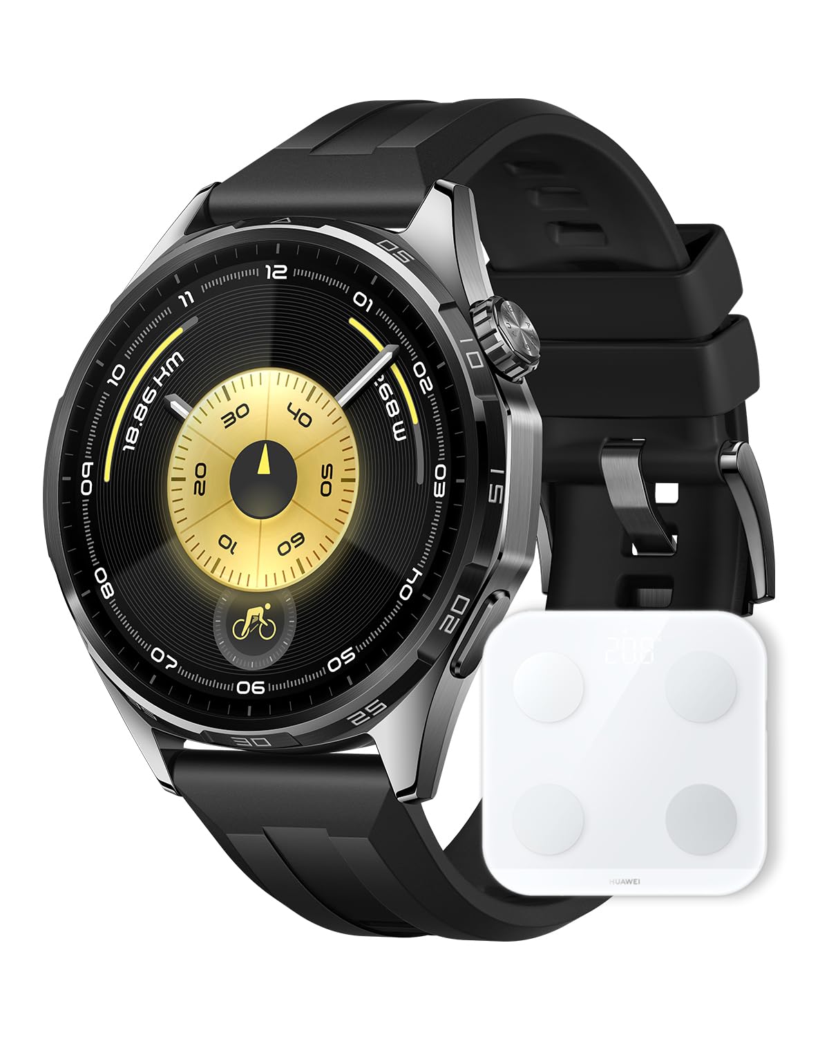 HUAWEI WATCH GT6 46mm Smart Watch Black + HUAWEI Scale 3 Bluetooth Edition Frosty White for iOS & Android