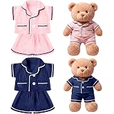 Hungdao 2 Sets Bear Clothes Pajamas Pink and Blue Bear Clothes Outfits Fits Most 14-18 Inch Cute Stuffed Animal Clothe Accessories Make Your Own Plush Animals