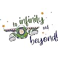 Vinyl Decal - Buzz Decoration for Bedroom Wall - to Infinity and Beyond Quote Design - 12" x 20" Adhesive Kids Nursery Space Ranger Sticker