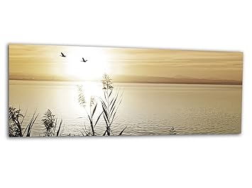 XXL Glasbild AG312501104 Wandbild Landscape Lagoon VI 125 x 50 cm/Deco Glass, Design & Handmade