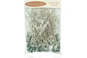MILIVIXAY 100pcs 8inch Soy Candle Wicks for Candle Making - Coated with Natural Soy Wax, Low Smoke - Cotton Threads Woven with Paper -Thick Candle Wick with Base.