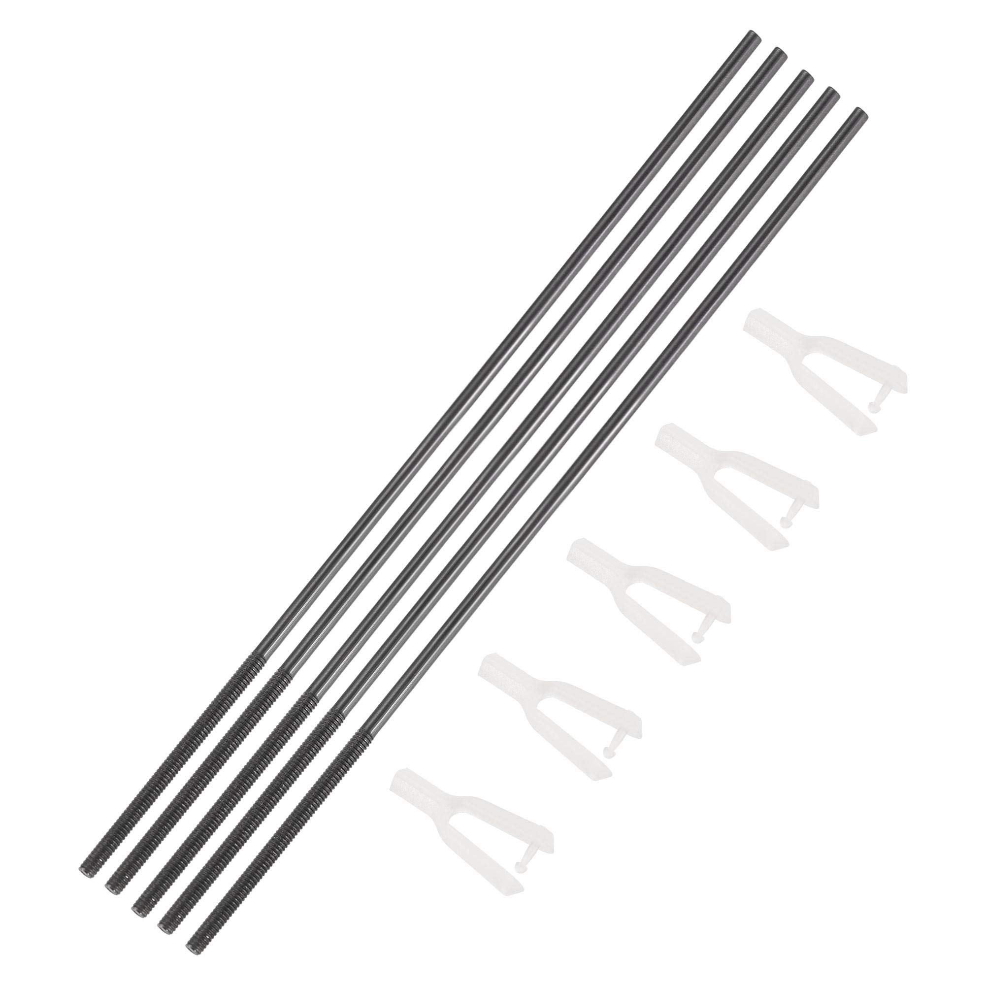 sourcing map 5pcs M2 x 28mm One End Threaded 300mm Long Metal Push Rods W 5pcs Nylon Clevis 1.5x20mm