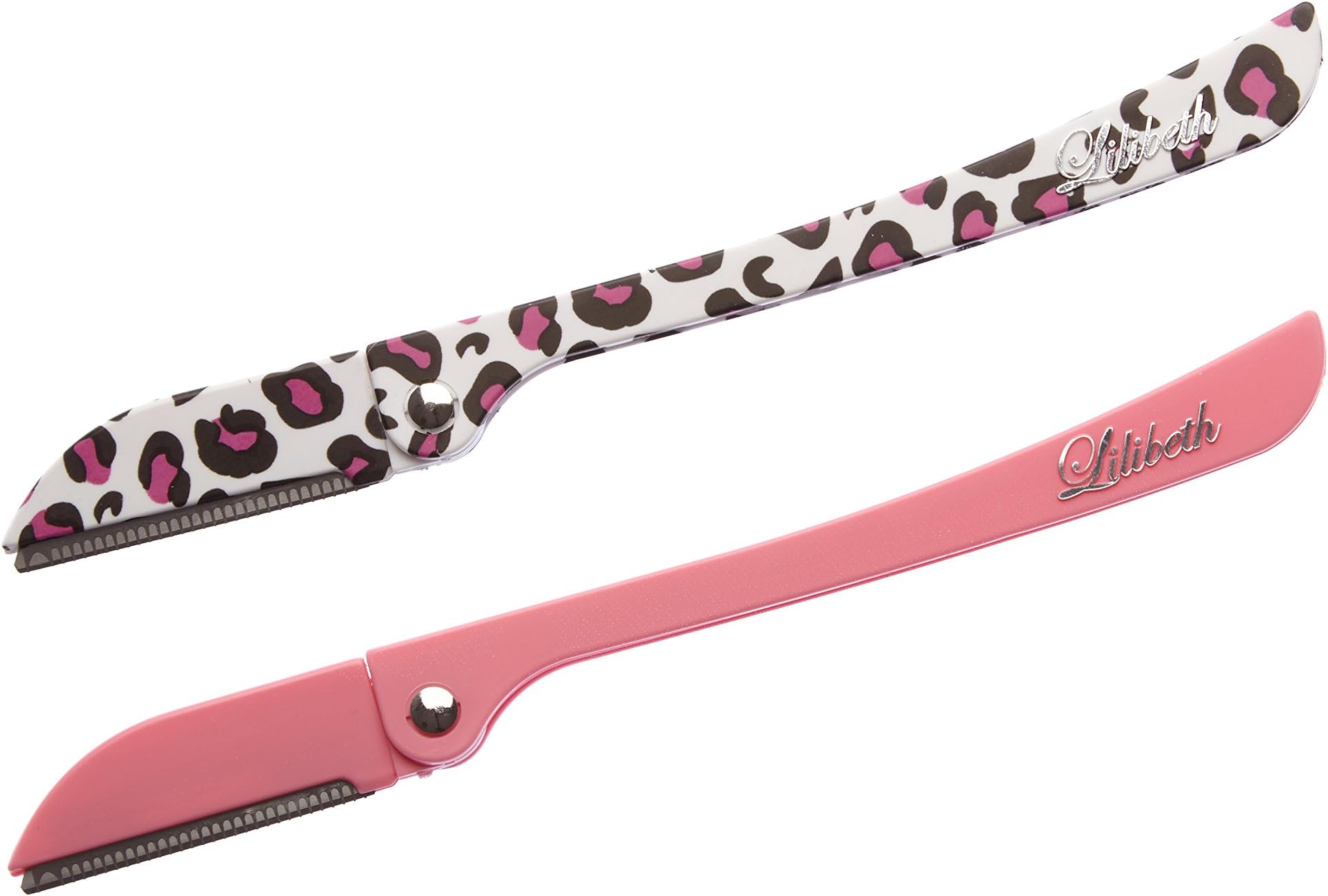 The Original Luxury Brow Shaper, Hair Removal Dermaplaning Tool Set of 2 Pink Leopard Print Pain Free, Safe and Portable. Great for Eyebrows, Peach Fuzz and all Types of Facial Hair