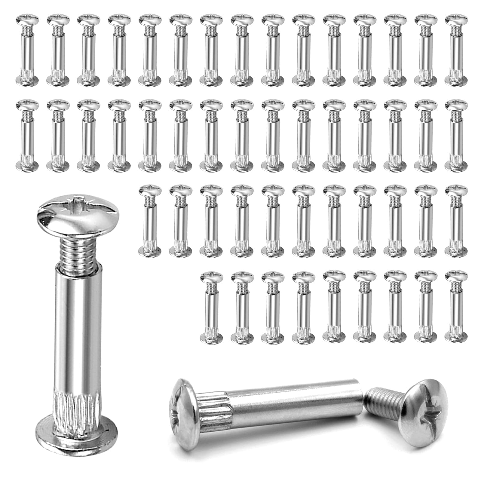 M4 Cupboard Joining Bolts Screws 50 Sets M4 Furniture Connecting Fastener Binding Screws Bolts for Cabinet Connectors