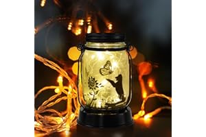 Styleonme Decor Mobile Outdoor Solar Lanterns, Solar Waterproof Dog Lights with Butterfly, Gifts for Women Men Dog Lovers Gifts, Hanging Dog Lanterns with Stake for Yard Lawn Garden Decor