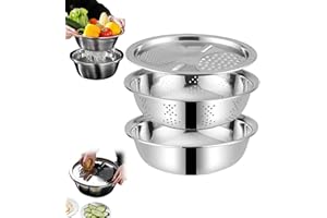 Germany Multifunctional Stainless Steel Basin, Stainless Steel Shredding & Drainage Chopping Basin, 5 in 1 Colanders Basins, 