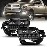 OKSIWA LED Fog Lights for 2009-2012 Dodge Ram 1500,2010-2018 Ram 2500 3500 | Fits Front Bumper, Clear Lens,Plug and Play,1:1 OEM Direct Replacement, IP67 Waterproof, Improve Visibility, 1 Pair