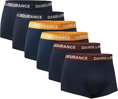 Baumwolle Boxershorts Herren, Mit kurzem Bein, 6er Pack, Mehrfarbig (2xMarineblau, 2xMarineblau/Orange, 2xMarineblau/Bordeaux), XL