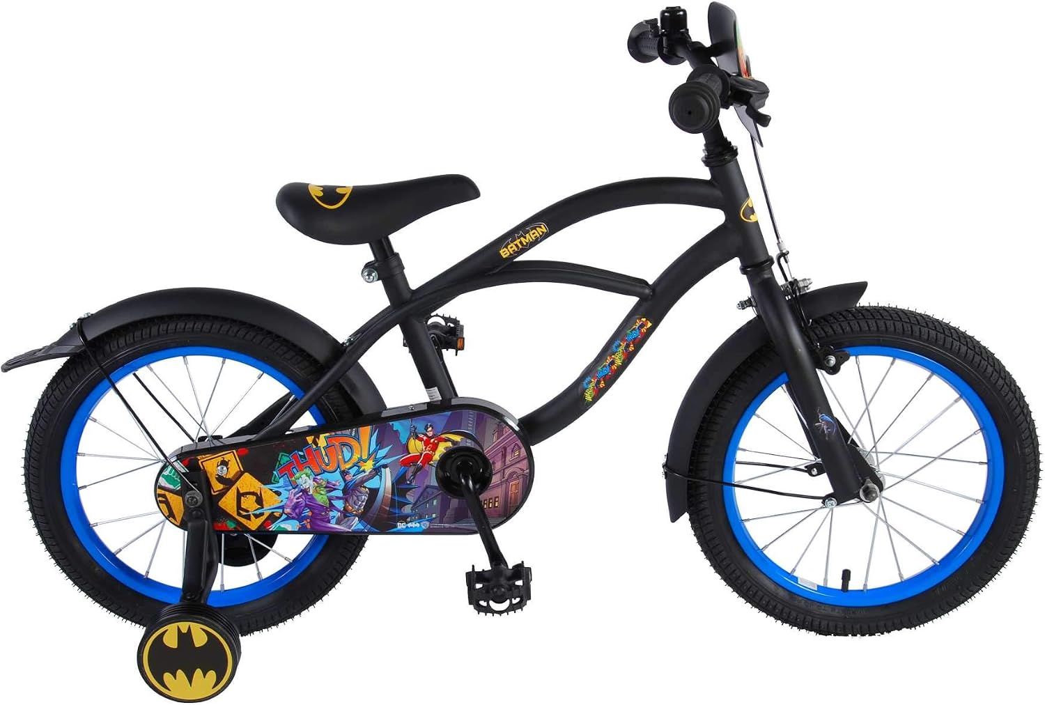 batman kinderfahrrad jungen 16 zoll mit vorradbremse am lenker und rucktrittbremse stutzrader schwarz 95 zusammengebaut amazon de sport freizeit
