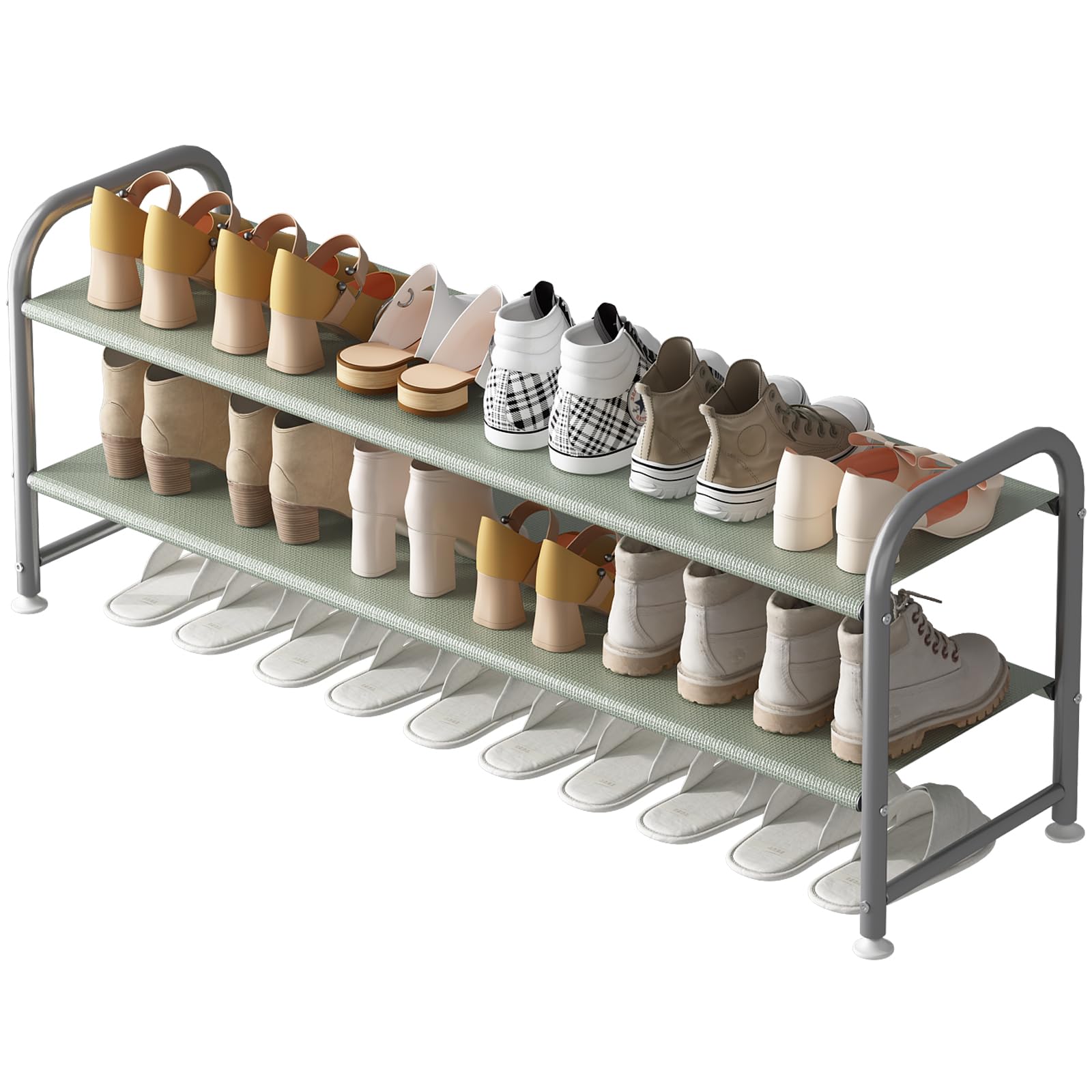 Photo 1 of INGIORDAR Shoe Rack 2 Tier Long Storage Organizer Wide Metal Shoe Shelf for Closet Entryway Grey