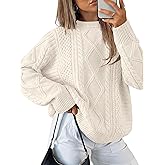 ANRABESS Sweaters for Women Oversized Cable Knit Fall Long Sleeve Crewneck Casual Pullover Sweater Tops 2025 Winter Outfits