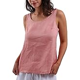 Amazhiyu Women's 100% Linen Tank Tops Summer Casual Sleeveless Scoop Neck Blouse