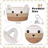 Zopeal Cat Basket Storage Woven Organizer with Ears 8.3x4.7 White Khaki view 5