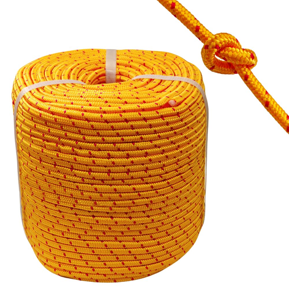 BeGrit 100 m Floating Rope Yellow Anchor Mooring Rope Multifunction Rope 8mm Kayak Canoe Tow Throw Line for Boat Camping Hiking Awning Tent Canopy