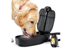 PETSOLON Travel Dog Water Bottle, 45oz Portable Dog Water Dispenser for Walking, Foldable Pet Water Bottle for Puppy, Small, Medium & Large Dogs, Leak Proof, Food Grade Plastic, Easy to Clean, Black