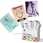 Phomemo Colorful Thermal Sticker Paper M02/M02 Pro/M02S/M03 Mini Printer, Black Character on Mint Green/Purple/Orange, 50mm x 3.5m, Diameter 30mm, 3 Rolls