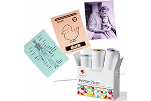 Phomemo Colorful Thermal Sticker Paper M02/M02 Pro/M02S/M03 Mini Printer, Black Character on Mint Green/Purple/Orange, 50mm x 3.5m, Diameter 30mm, 3 Rolls