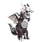 Spooktacular Creations Inflatable Costumes for Adult, LED Light Eyes Skeleton Dragon Blow Up Suit, Full Body Dinosaur Outfit for Halloween Costume Parties
