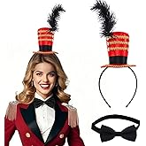 Jococs Ringmaster Hat Headband Lion Tamer Costume Circus Mini Top Hat Ringleader Costume Soldier Top Hat Dress Up for Party