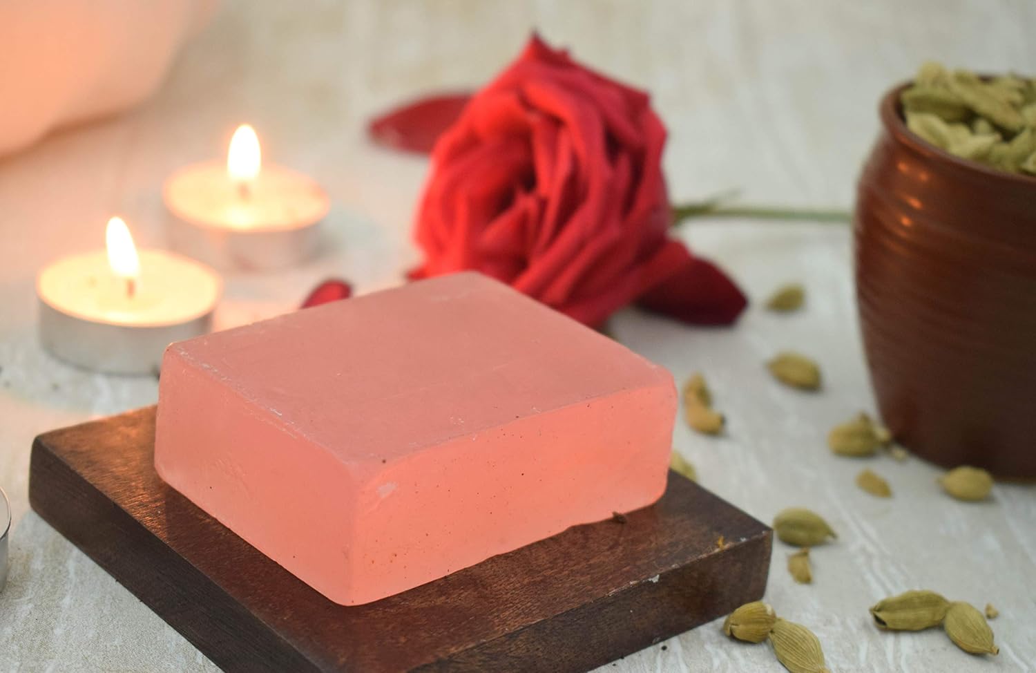 SVATV Soap Rose & Cardamom - Best Exfoliating Bar, Traditional Ayurvedic Herbal Soap For All Skin Type - 125 Grams