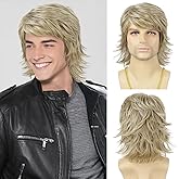 Guree Hair Mens Wig Short Blonde Layered Heat Resistant Synthetic Wigs for Male Daily Party Cosplay Costume Halloween Use (Ash Blonde)