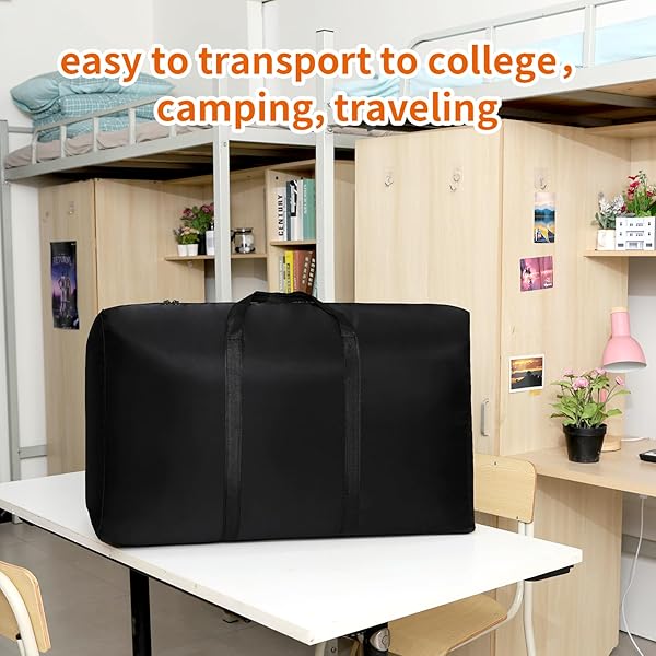 QINGXIANGZI EXTRA LARGE MOVING BAGS: 4 PACK STORAGE TOTES – WITH STURDY ZIPPERS AND WRAP-AROUND HANDLES FOR MOVING SUPPLIES AND SPACE SAVING – BLACK