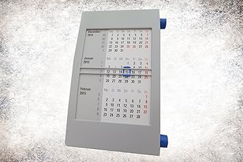 Tischkalender für 2 Jahre (2019/2020) mit Drehmechanik grau/blau