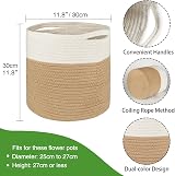 Tenn Well 30cm Indoor Plant Pot Basket with Liner Cotton Woven Storage view 3