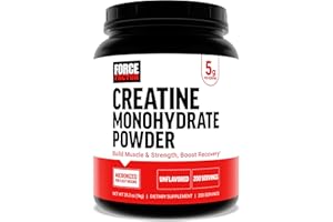 Force Factor Creatine Monohydrate Powder (1KG), 5g Micronized Dose to Support Muscle Growth, Strength, Recovery, Cognitive Health & Memory, Unflavored, 200 Servings