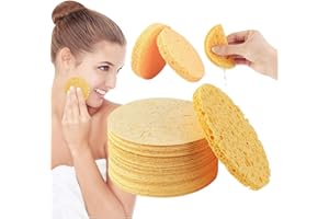 AIMERYUP 10Pcs Phor Essentials Turmeric Kojic Acid Pads, Kojic Acid and Turmeric Cleansing Pads, Turmeric Kojic Acid Cleansing Pads, Facial Sponges for Cleansing and Exfoliating (Yellow)