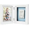 Pearhead Babyprints Newborn Baby Handprint and Footprint Desk Photo Frame & Impression Kit, Excellent First Fathers Day Gift for Dad, New Dad Gifts, White