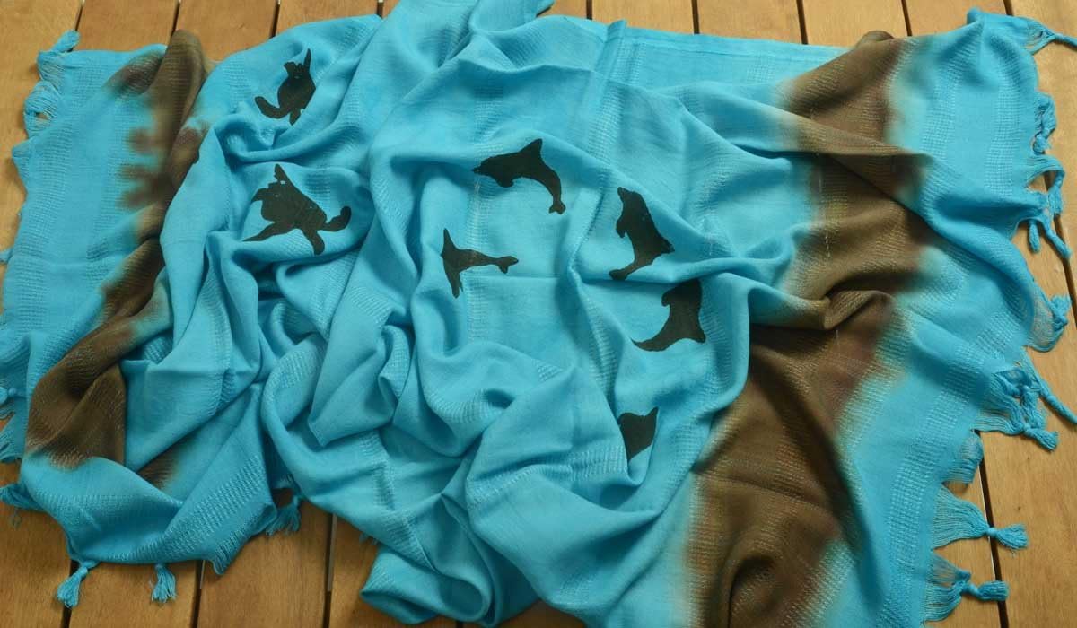 Handwoven Turkish Towel Bath and Beach Peshtemal Towel - Spa Sauna Yacht Beach Hamam Yoga Meditation Shawl - Batique Hand Dyed Wood Block Printing - One of a Kind