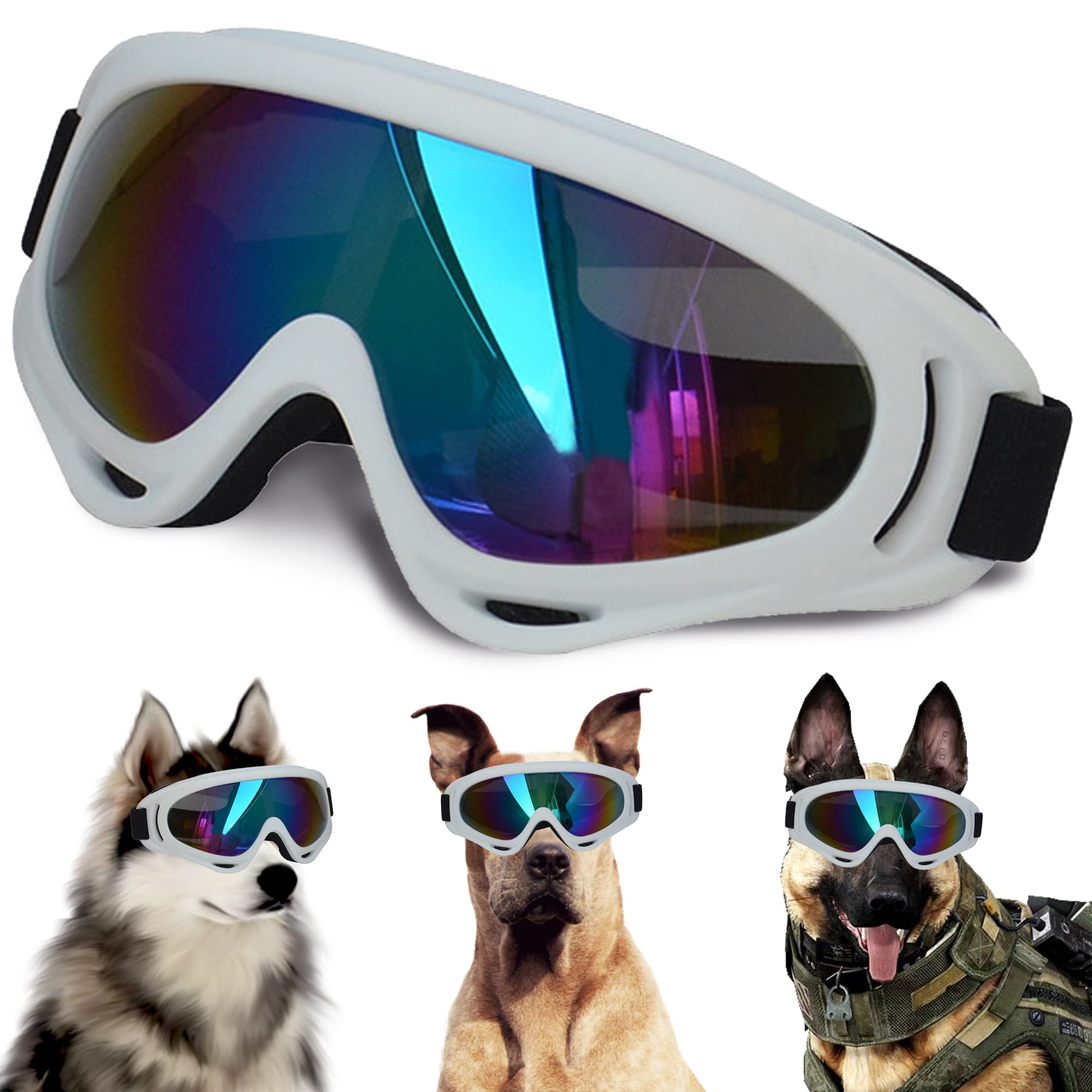 Dog Sunglasses with Adjustable Strap UV Protection,Winproof Puppy Sunglasses,Suitable for Large Medium-Dog Pet Glasses,Dogs Eyes Protection