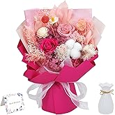Schwylth Preserved Flowers Bouquet, Forever Flowers-Flowers for Delivery Prime, Eternal Roses Bouquet for Valentine's Day, Mother's Day, Christmas, Birthday Gifts (with Vase)(Pink)