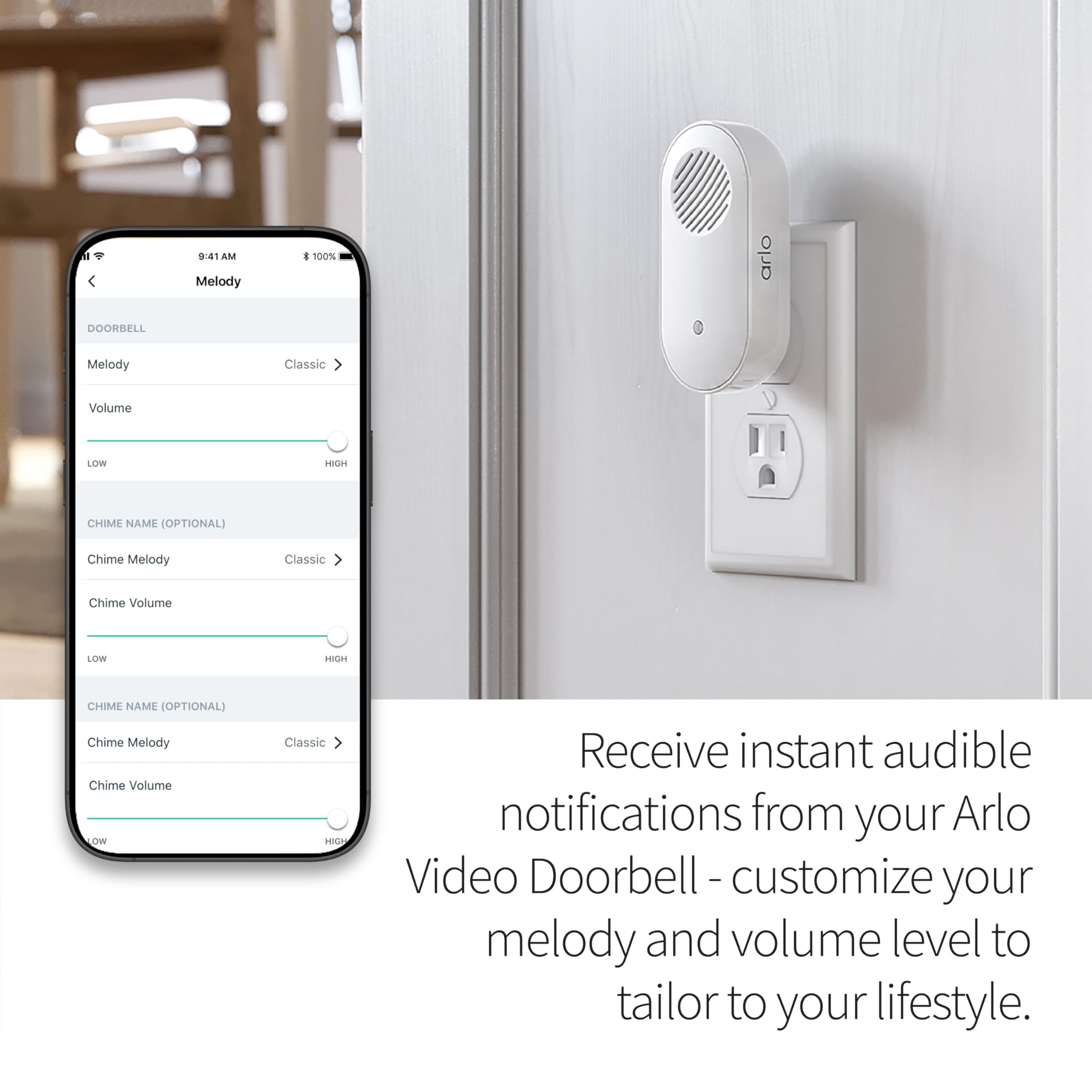 Arlo Chime 2, Built-in Siren, Audible Alerts, Customizable Melodies, Wi-Fi Connected, Compatible with: Wired/Wireless Doorbell Camera, Security Cameras,Smart Home Devices(Does not Work: Pro, Ultra)
