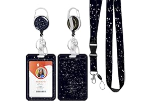 ID Badge Holder with Lanyard,Retractable ID Badge Card Holders Detachable Neck Lanyard Strap with Badge Reel and Vertical ID 