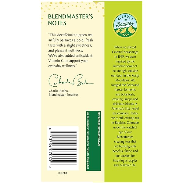 CELESTIAL SEASONINGS DECAF GREEN TEA BAGS 20 TEA BAGS