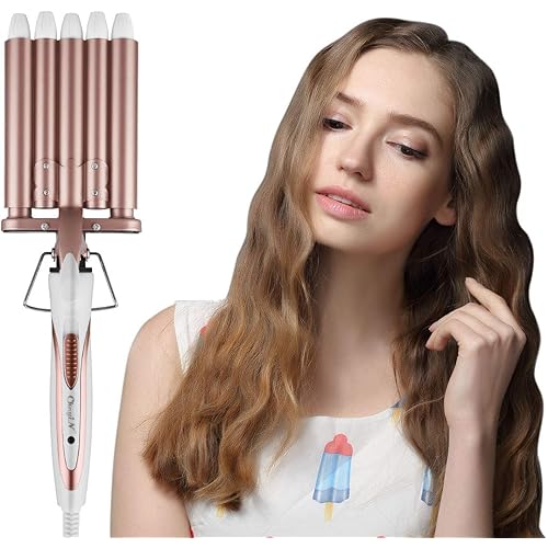 CkeyiN 5 Barrel Curling Iron Wand Ceramic Curling Iron Hair Curlers Large Beach Wave with Adjustable Temperature Control for All Hair Types
