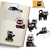 Black Cat Magnetic Bookmarks Gifts - Cosmisun 8 Pcs Cute Cat Bookmark Magnets Funny Animals Book Marks Page Markers Clip Gift for Cats Lover Women Men Students Teacher Office Bookish Reading