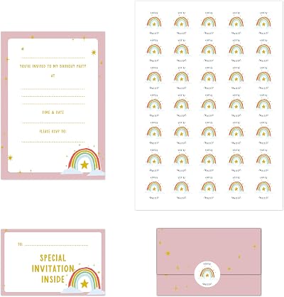 Manta Makes Kids Party Invitations 35 Pack Girls Boys Birthday Cards Envelopes