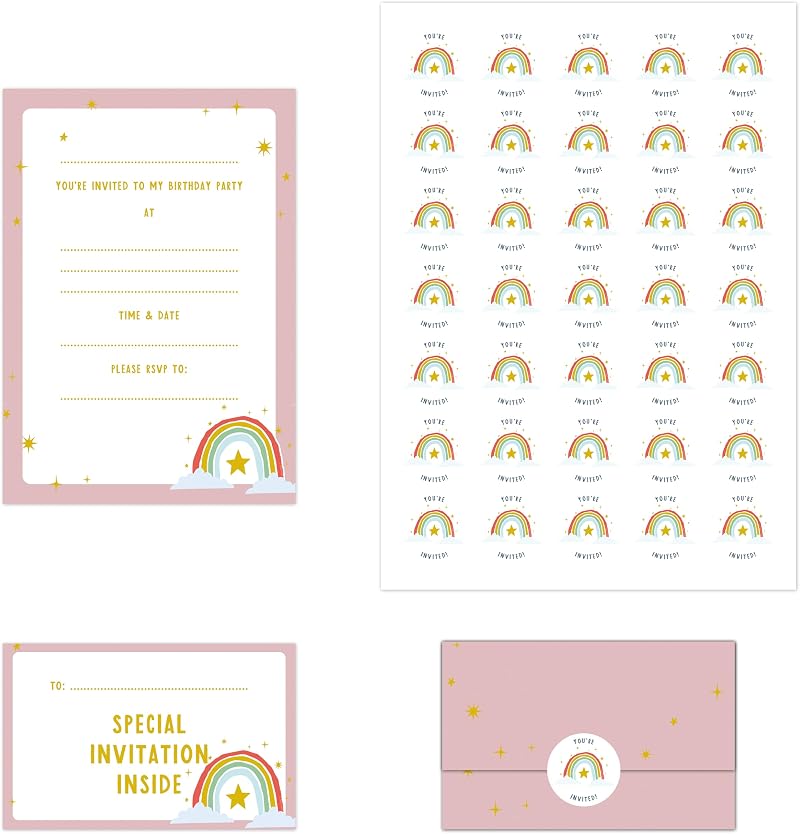 Manta Makes Kids Party Invitations 35 Pack Girls Boys Birthday Cards Envelopes