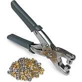 General Tools Eyelet Pliers - Durable and Ergonomic Comfort Grip Eyelet Pliers For Setting Small Eyelets in Leather, Plastic, Rubber, Canvas, Cardboard and More; Includes 100 Multi-Color Eyelets