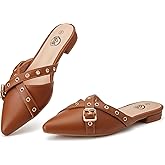 Trary Women's Black Bow Pointed Toe Mules, Modern Mule