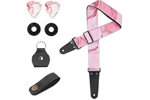 Lvkjafaz Adjustable Guitar Strap Includes 2 Strap Locks & 4 Matching Picks.
