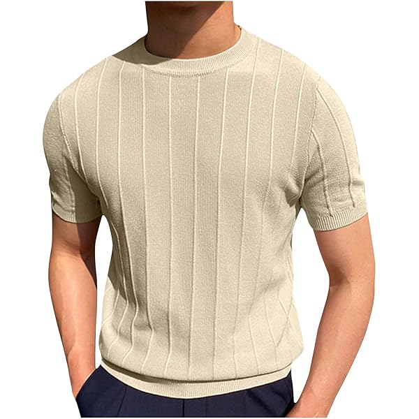 Camiseta Vintage De Manga Corta Para Hombre | Corte Ajustado Y Diseño Atemporal | 95% Algodón, 5% Elastano | Color Beige