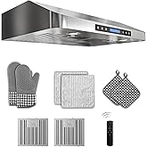 FLYPINE 30 inch Under Cabinet Range Hood 900 CFM, Stainless Steel | Touch Control, 4-Speed Fan, Ducted Ventilation, LED Lights, Quiet Operation, Dishwasher Safe Filters