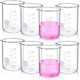 Relaxweex 8 Pcs Glass Lab Beaker 500ml, Borosilicate Low Form Spout | 3.3 Borosilicate Glass Beakers Set, Graduated for Precise Measuring, Lab Classroom Home Use, Pour Spout Low Form