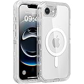 Follaroma for iPhone 16e Case, Compatible with MagSafe, Heavy Duty Shockproof Protection Phone Cases, Anti-Drop, Dual Layer Transparent Magnetic Phone Case for iPhone 16e, 6.1", Clear