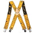 Mens Suspenders 2" Wide Adjustable and Elastic Braces X Shape with Very Strong Clips - Heavy Duty tape measure suspenders for men (Rule)